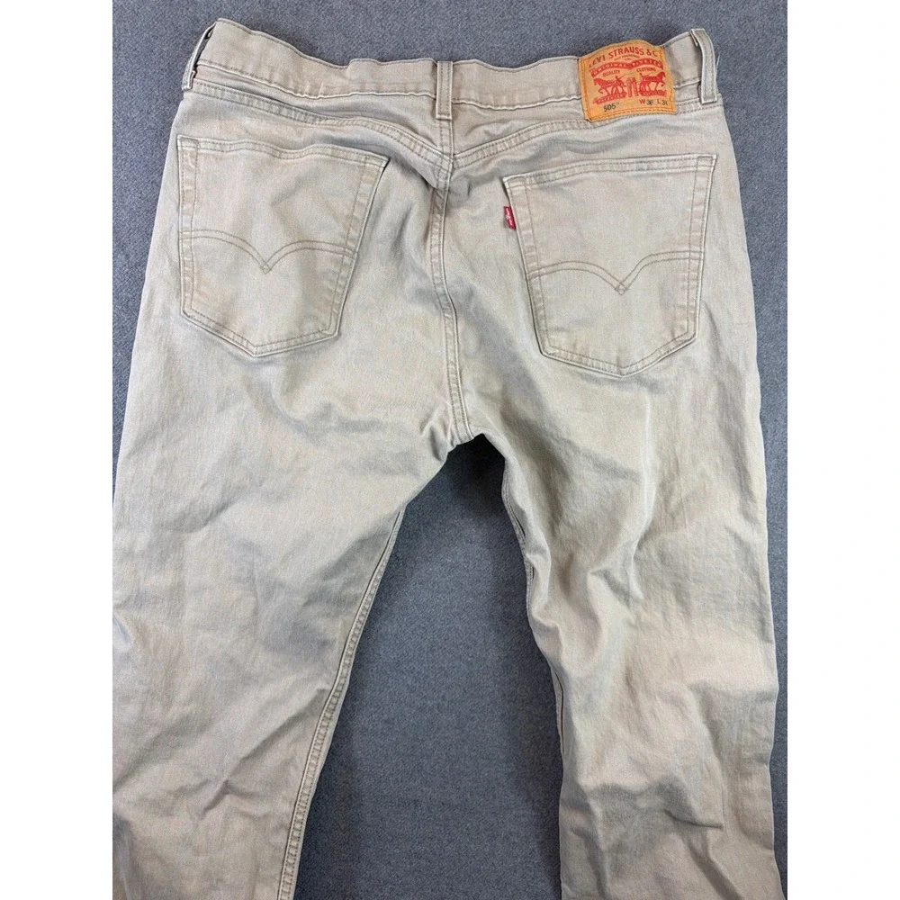 Levi's 505 Regular Fit Jeans Mens‎ 36x34 Tan Khaki Straight Leg Denim Pants